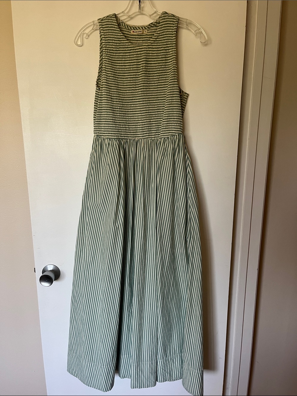 Marine Layer Green & White Striped Sleeveless Maxi Dress